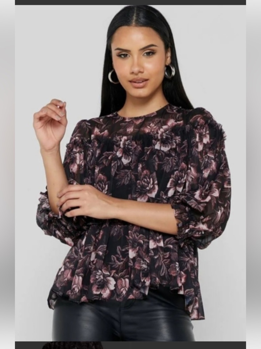Ted Baker London Ballou Tiered Ruffle Floral Peasant Blouse